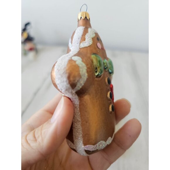 Gingerbread Baker glass ornament heart set Xmas tree - Picture 4 of 8